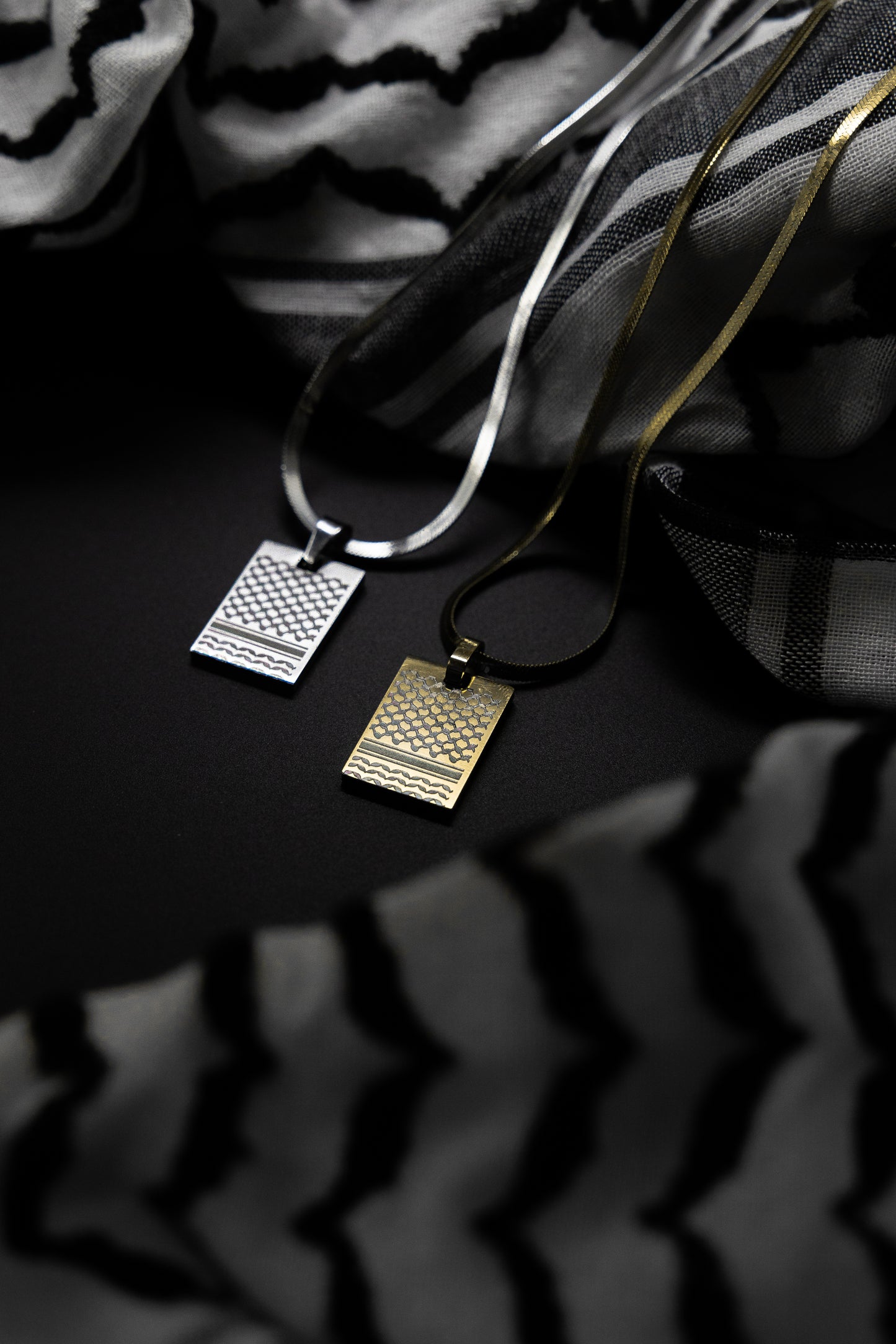 Kuffiyeh Designed Necklace-Adjustable in length, Unisex. 100% profits donated to PCRF