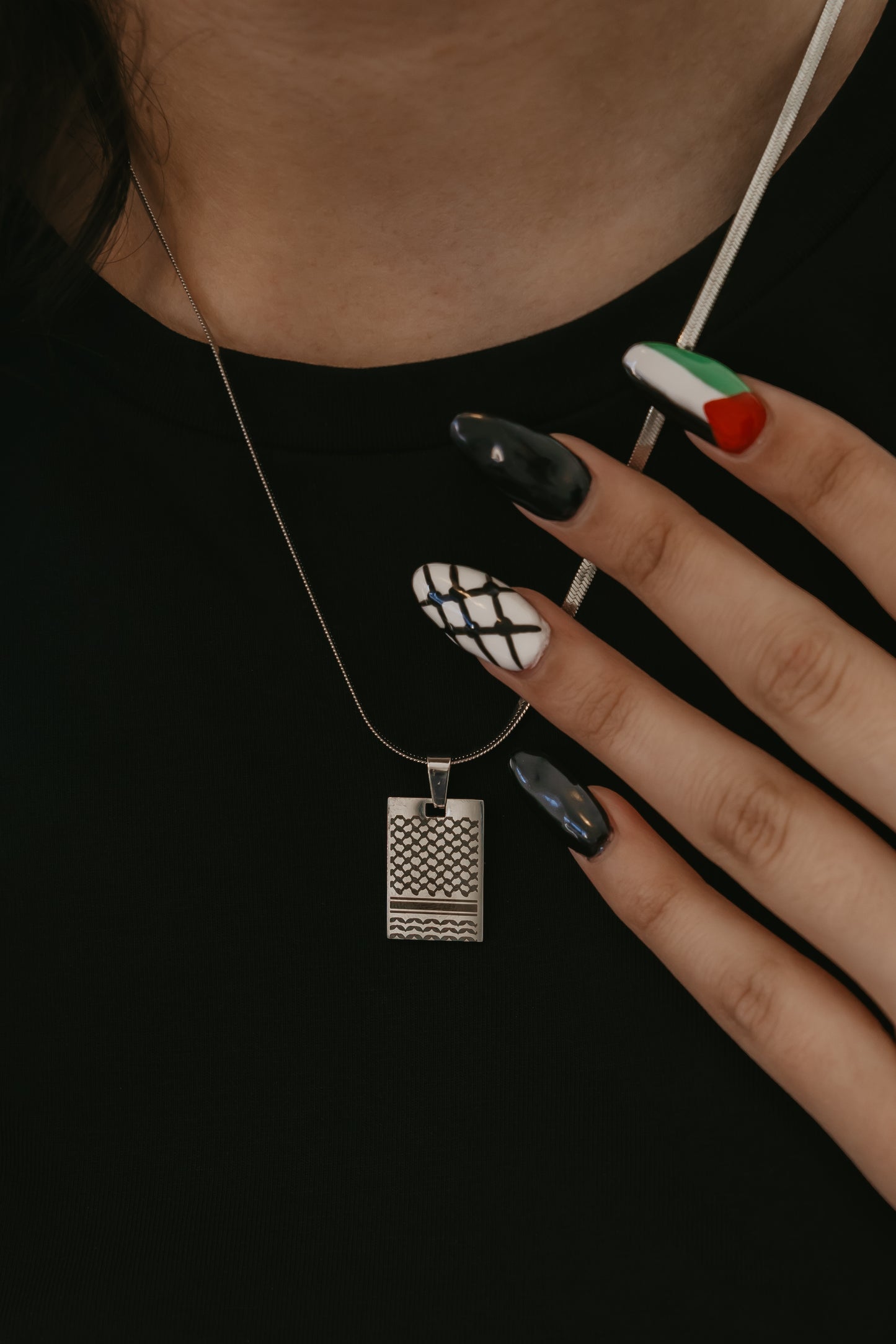 Kuffiyeh Designed Necklace-Adjustable in length, Unisex. 100% profits donated to PCRF