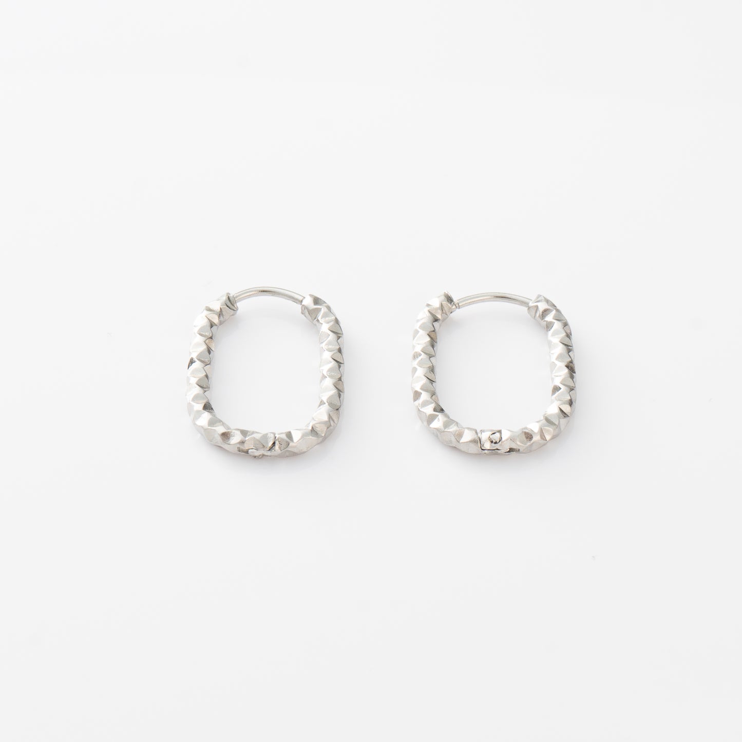 Oval Hoop Texture Earrings