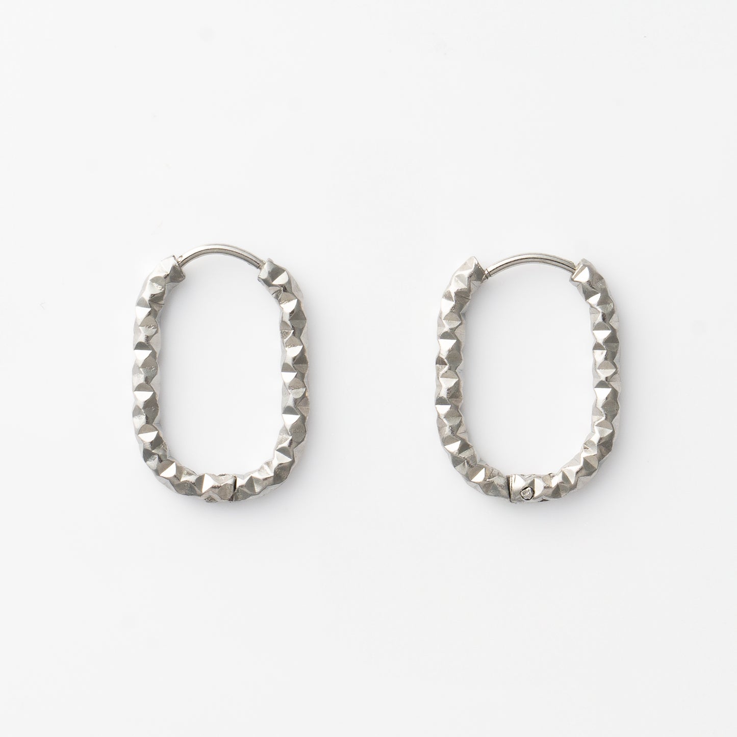Oval Hoop Texture Earrings