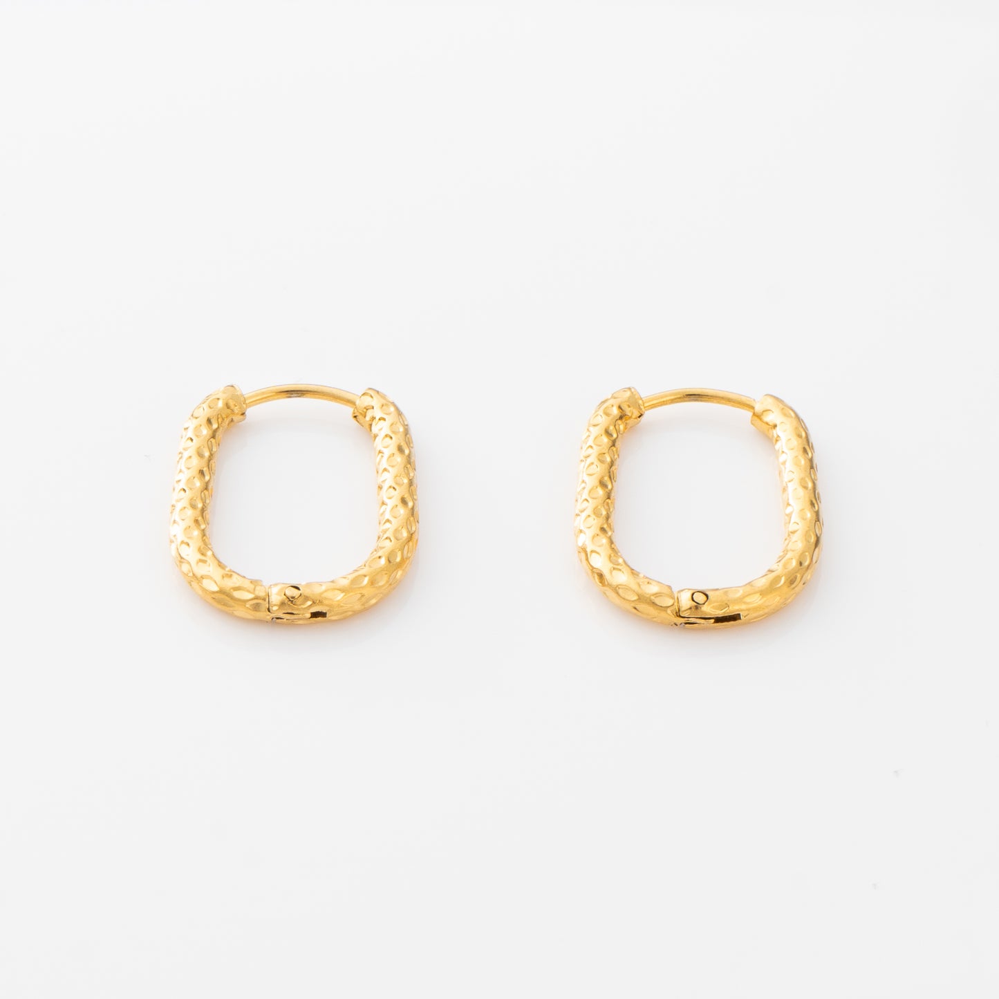Oval Hoop Texture Earrings
