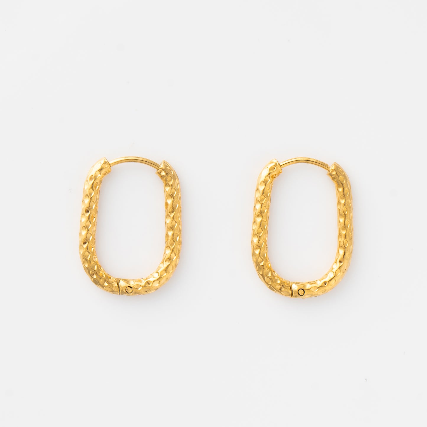 Oval Hoop Texture Earrings