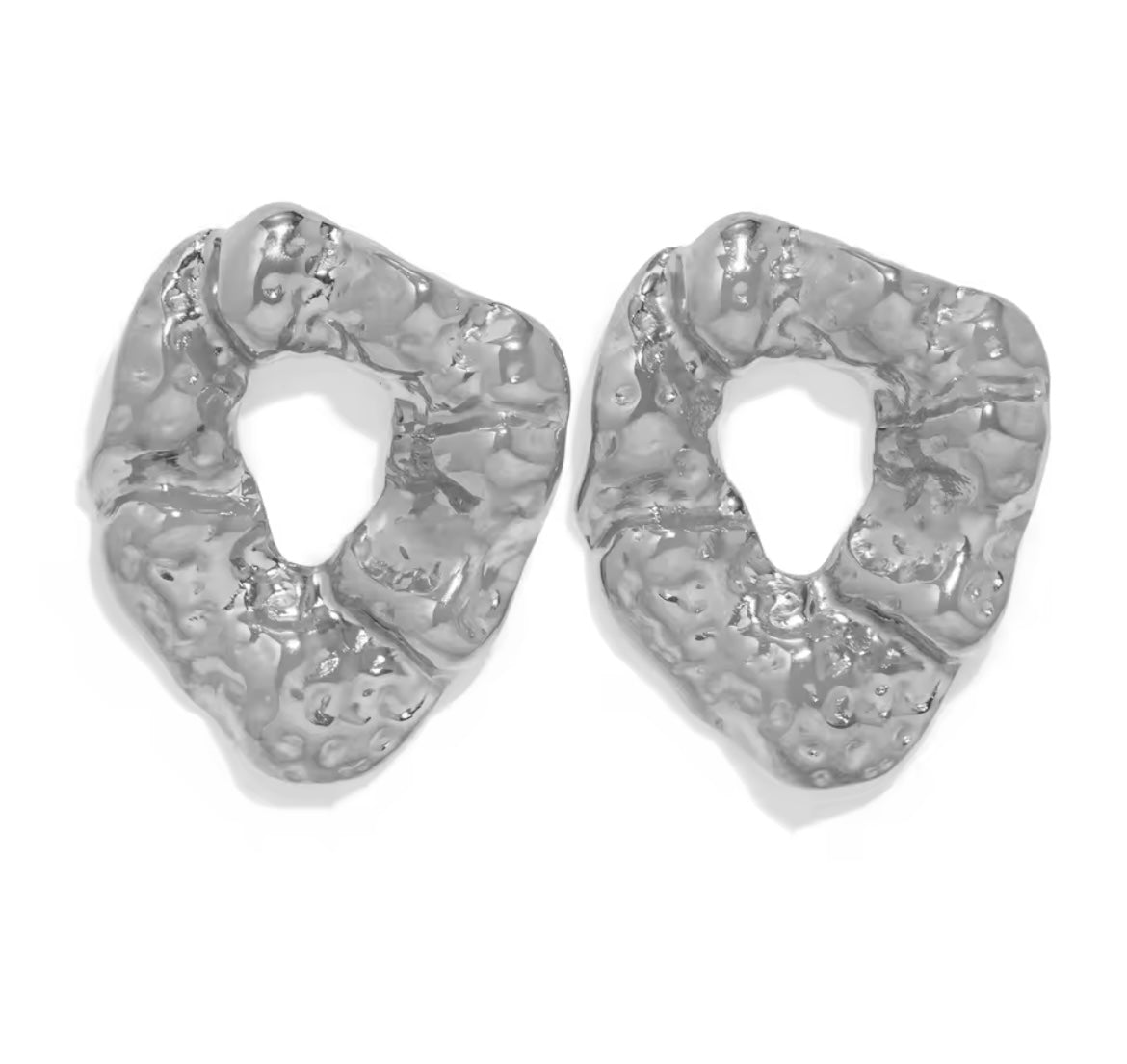 Oval Hammered Texture Earring