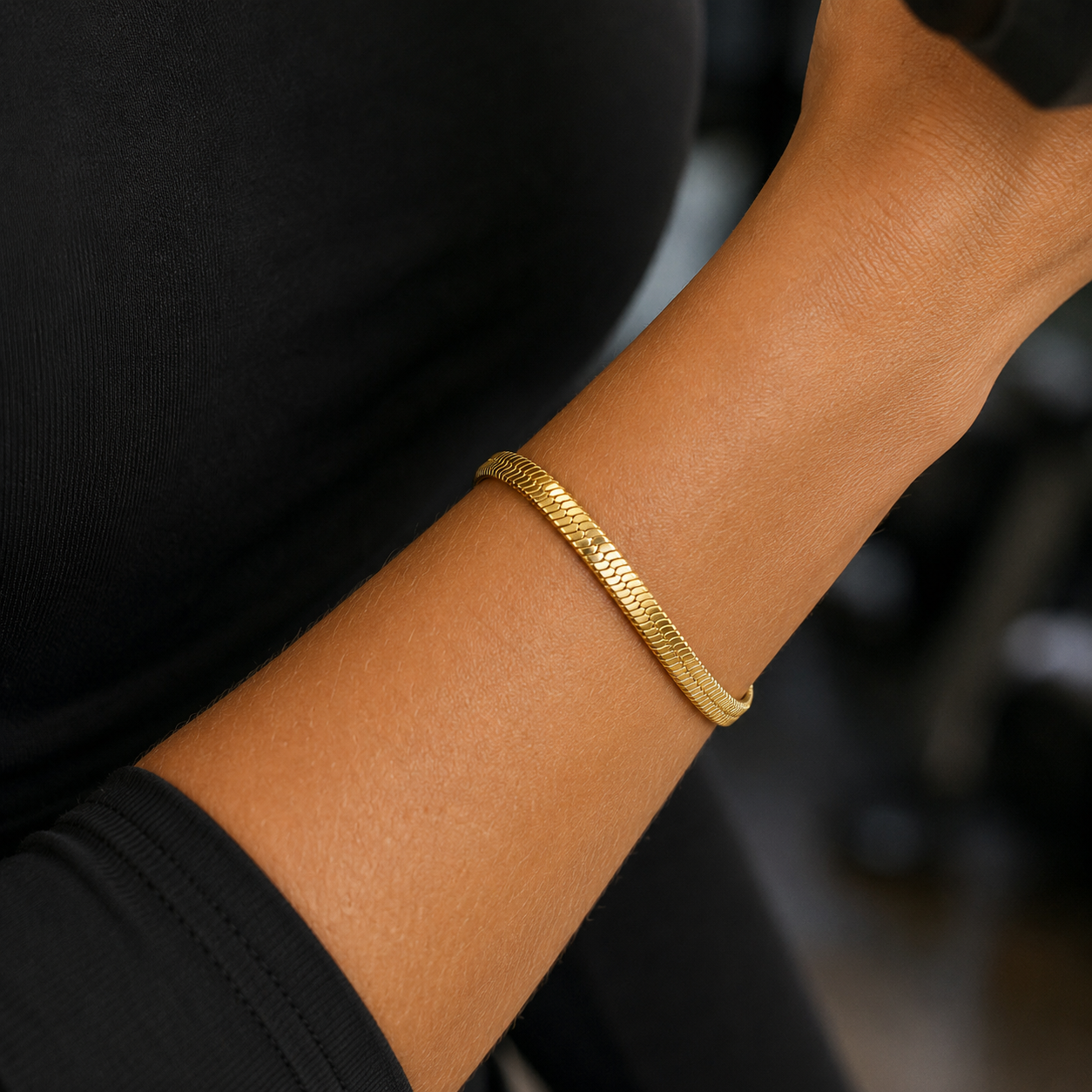 Gold Flat Chain Bracelet