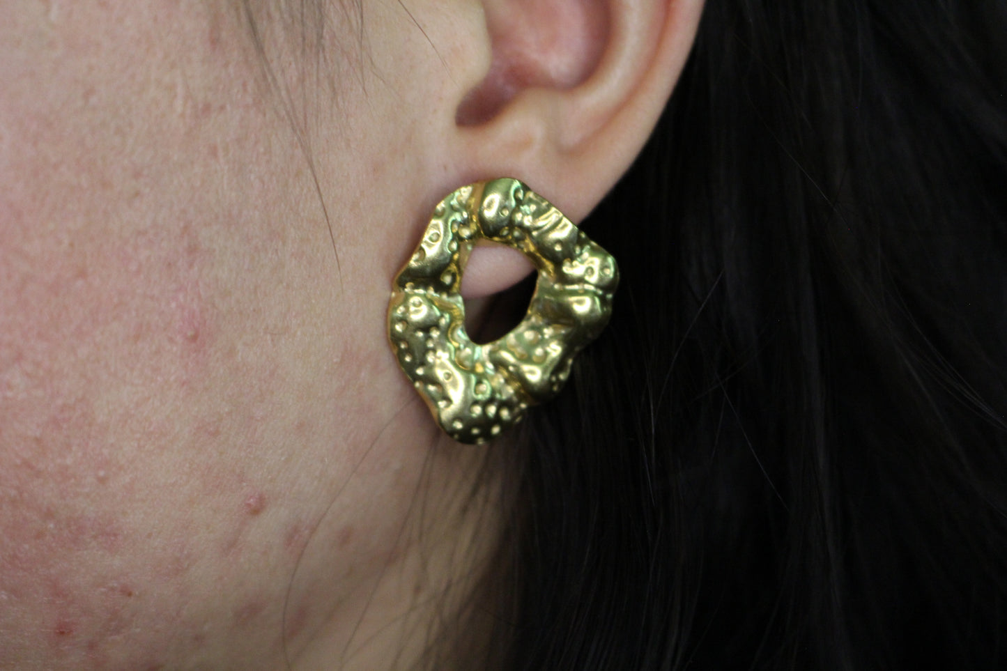 Oval Hammered Texture Earring