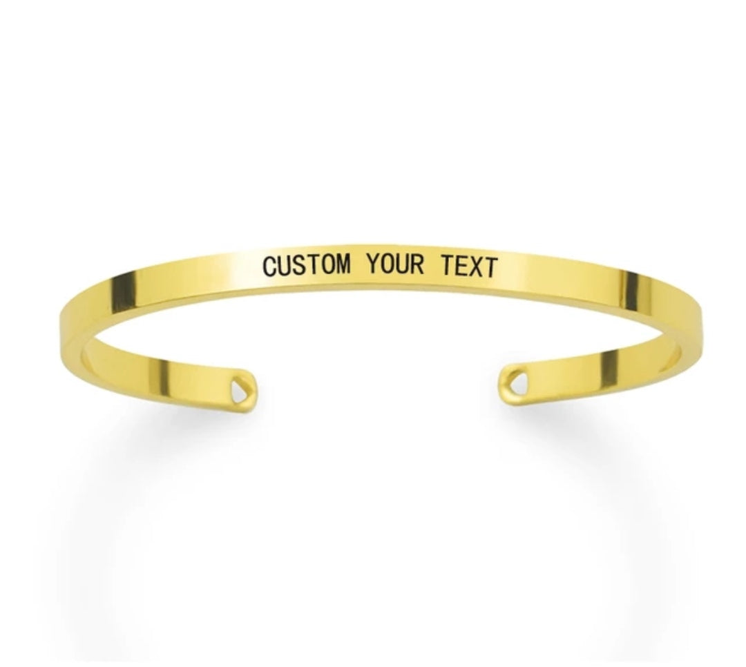 Message in a Bangle-Customized Engraved Gold OR Silver Bangle Cuff Bracelet