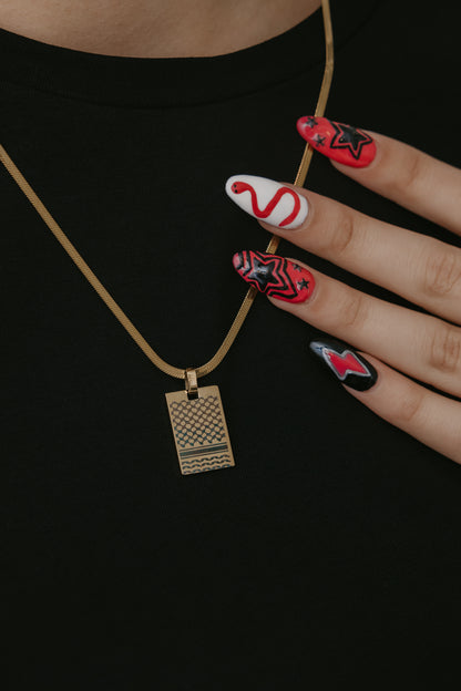 Kuffiyeh Designed Necklace-Adjustable in length, Unisex. 100% profits donated to PCRF