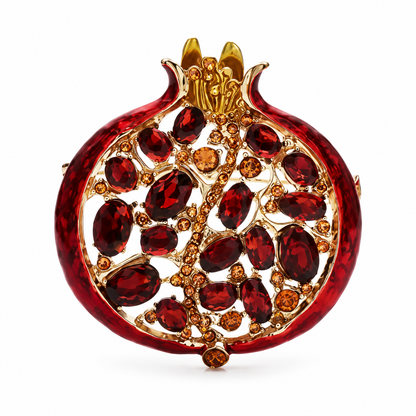 Garnet Coloured Pomegranate Brooch