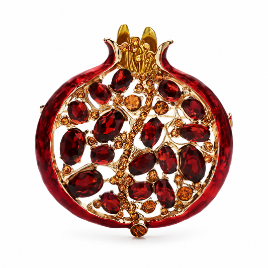 Garnet Coloured Pomegranate Brooch