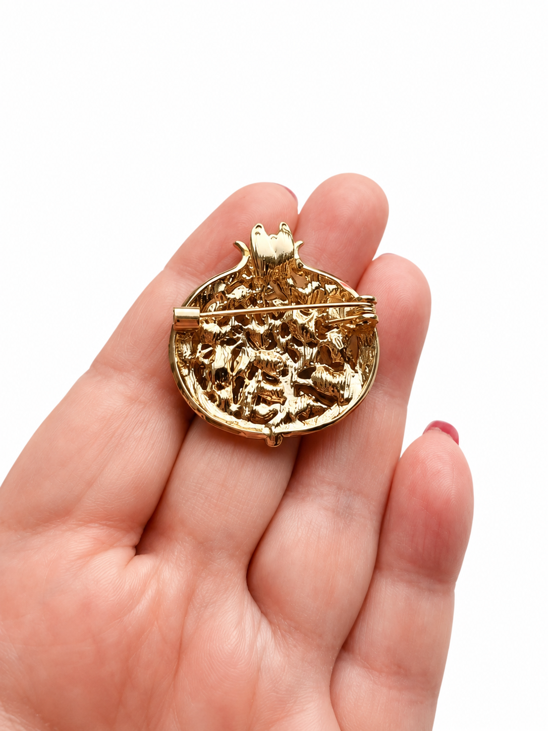 Garnet Coloured Pomegranate Brooch