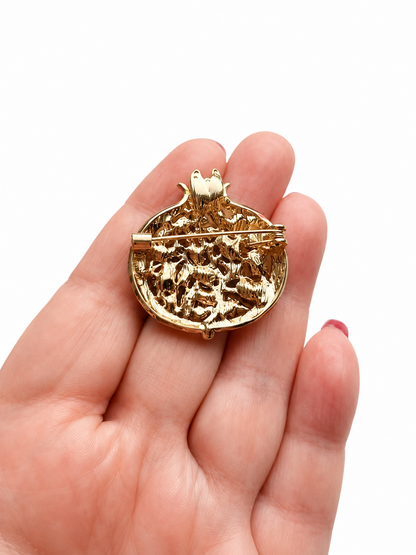 Garnet Coloured Pomegranate Brooch