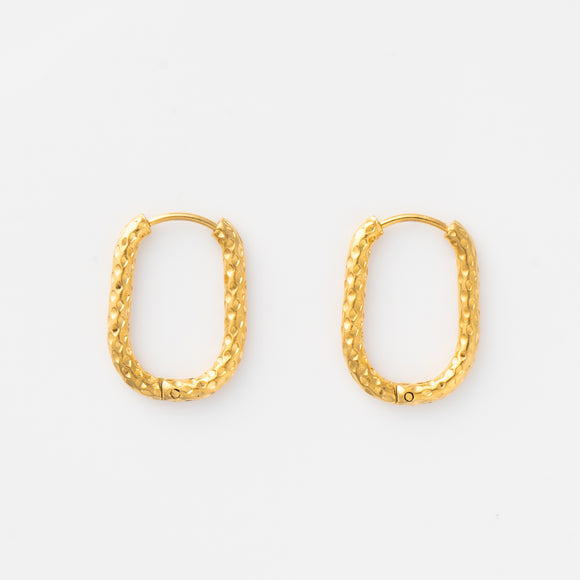 Oval Hoop Texture Earrings