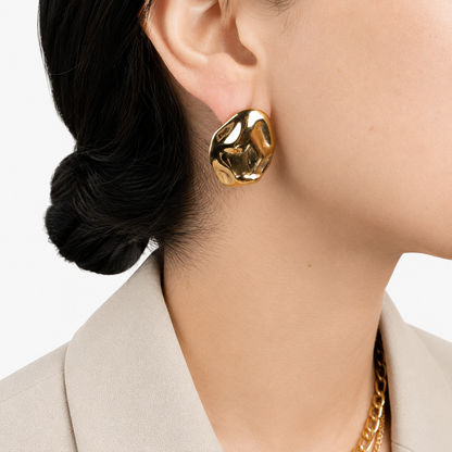 Oval Hammered Stud Earring