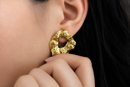 Oval Hammered Texture Earring
