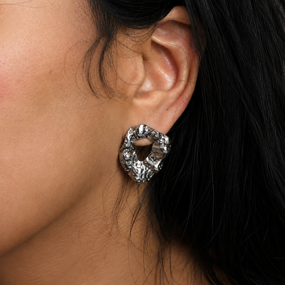 Oval Hammered Texture Earring