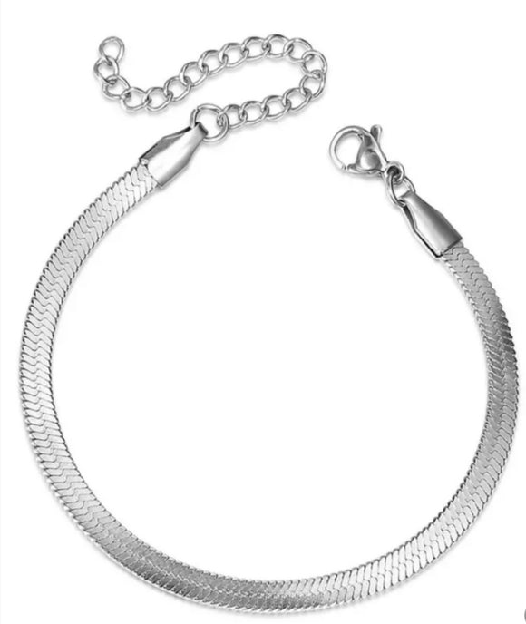 Silver Flat Chain Bracelet