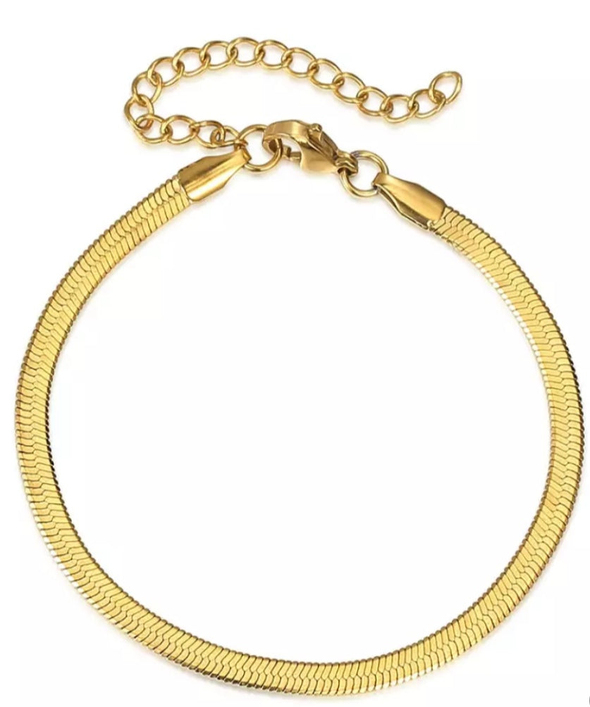 Gold Flat Chain Bracelet