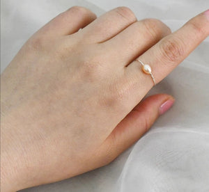 Silver Pink Pearl Ring
