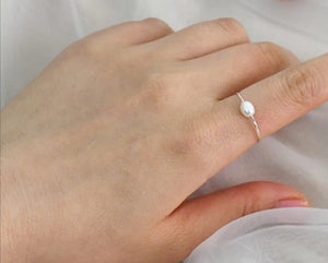 Silver White Pearl Ring