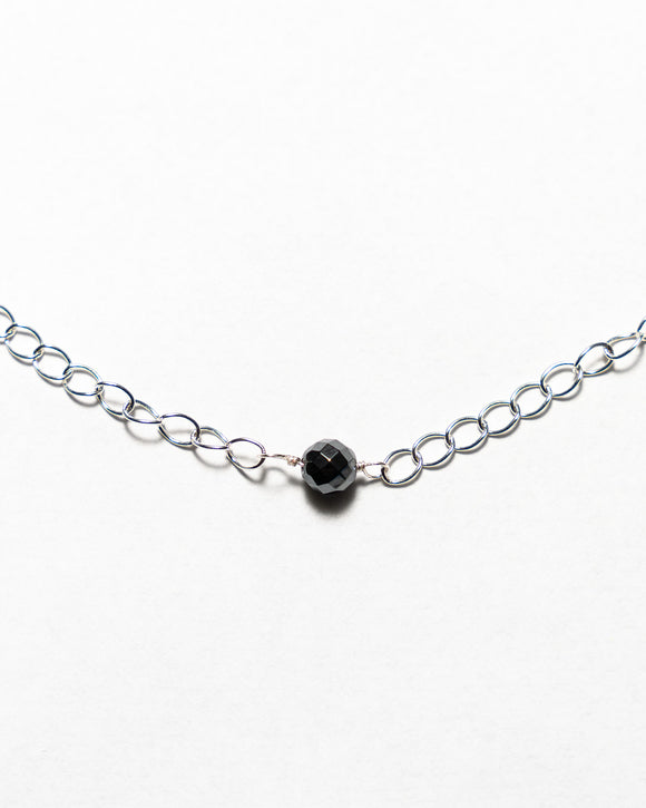 Silver Plated Chain with Hematite Stone Pendant Necklace