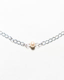Silver Chain with White Pearl Pendant Necklace