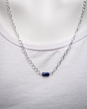 Silver Plated Chain with Lapis Pendant