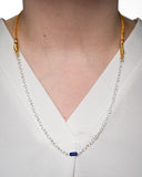 Silver Plated Chain with Lapis Pendant