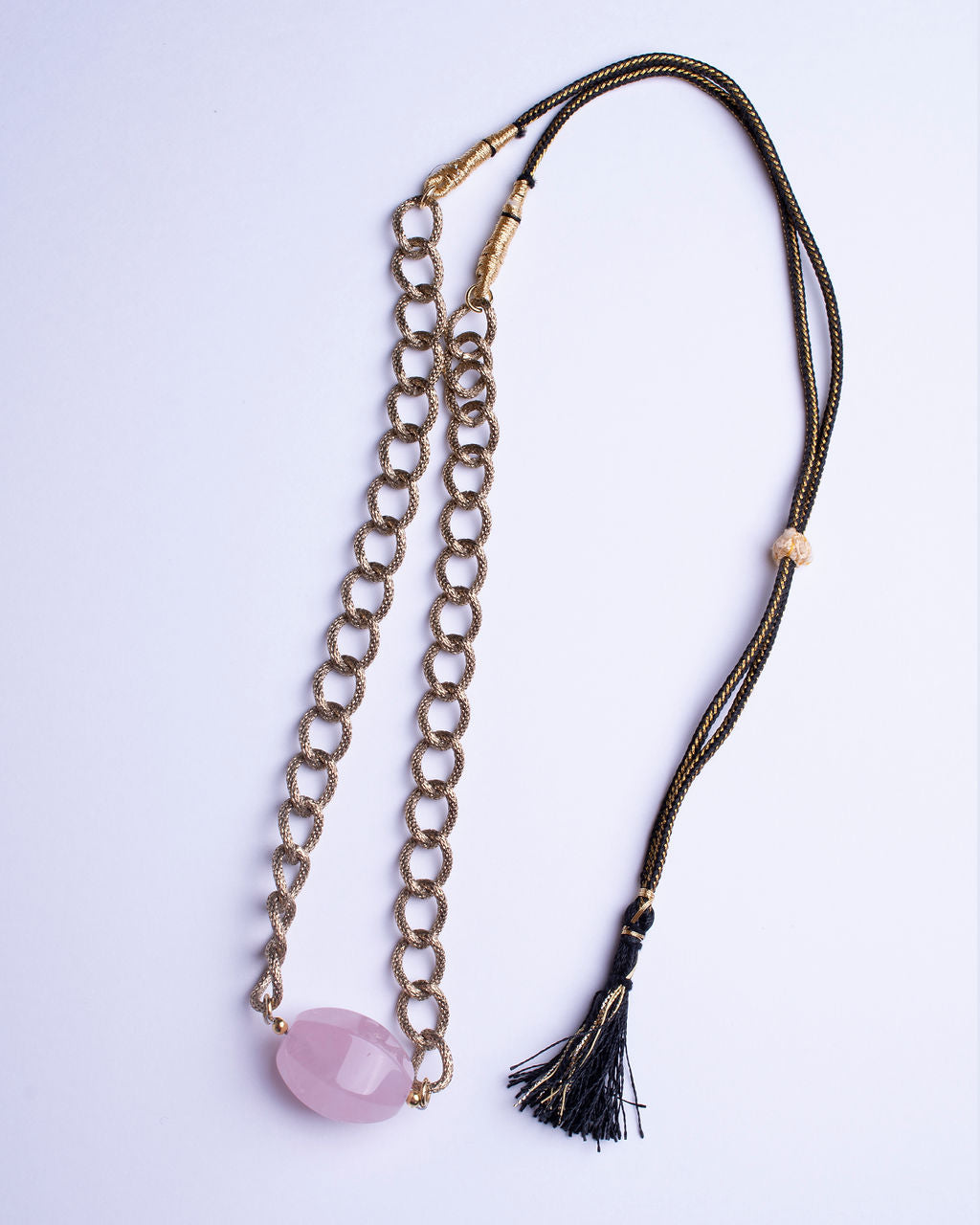 Rose Quartz Stone with Gold Plated Chain Necklace