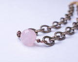 Rose Quartz Stone Pendant with Oxidized Gold Plated Chain Necklace