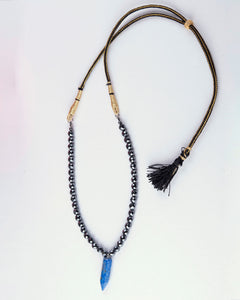 Blue Lapis Stone & Hematite Stone Necklace